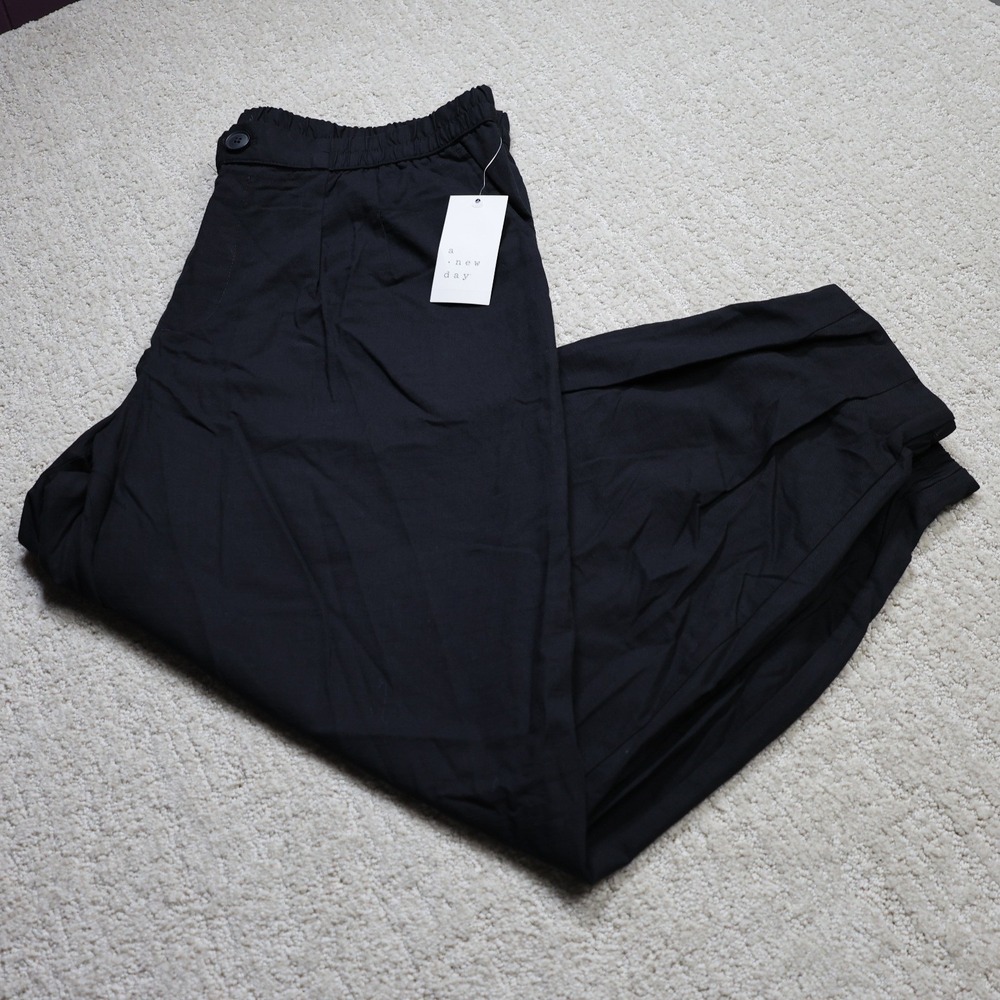 A New Day Womens Black Balloon Jogger Pants High Rise Pleated Size L NWT